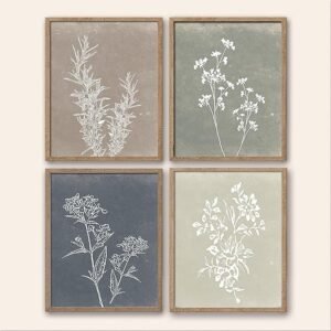 FRAMED WALL ART SET OF 4, WOODED PRINT WALL ART