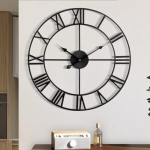 Large Wall Clock Metal Retro Roman Numeral Clock